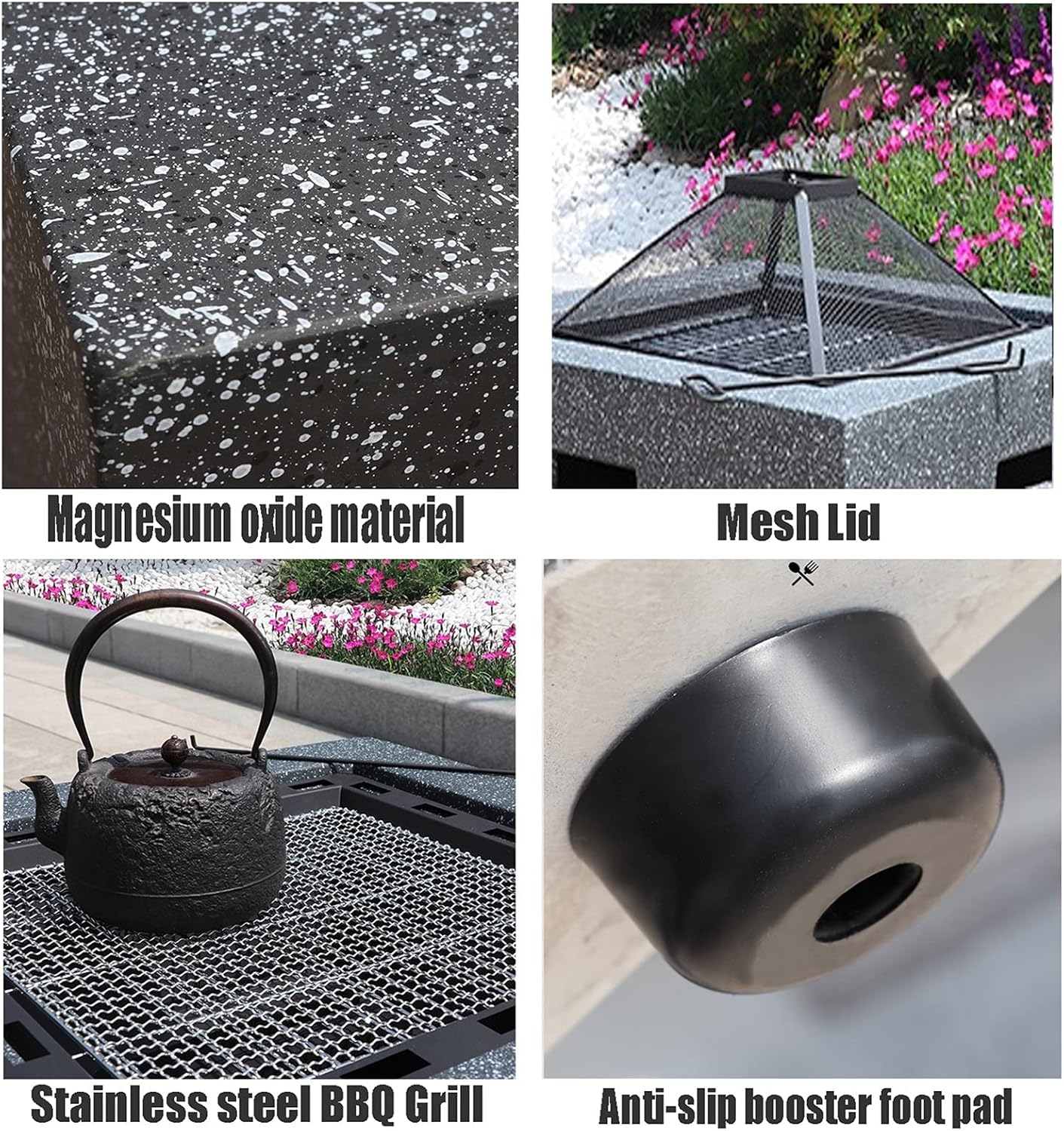 Outdoor Fire Pit Garden Terrace BBQ Leisure Table, Outdoor Cooking Fire Pit, Wood Burning Fire Bowl, Multifunctional Heating Fireplace