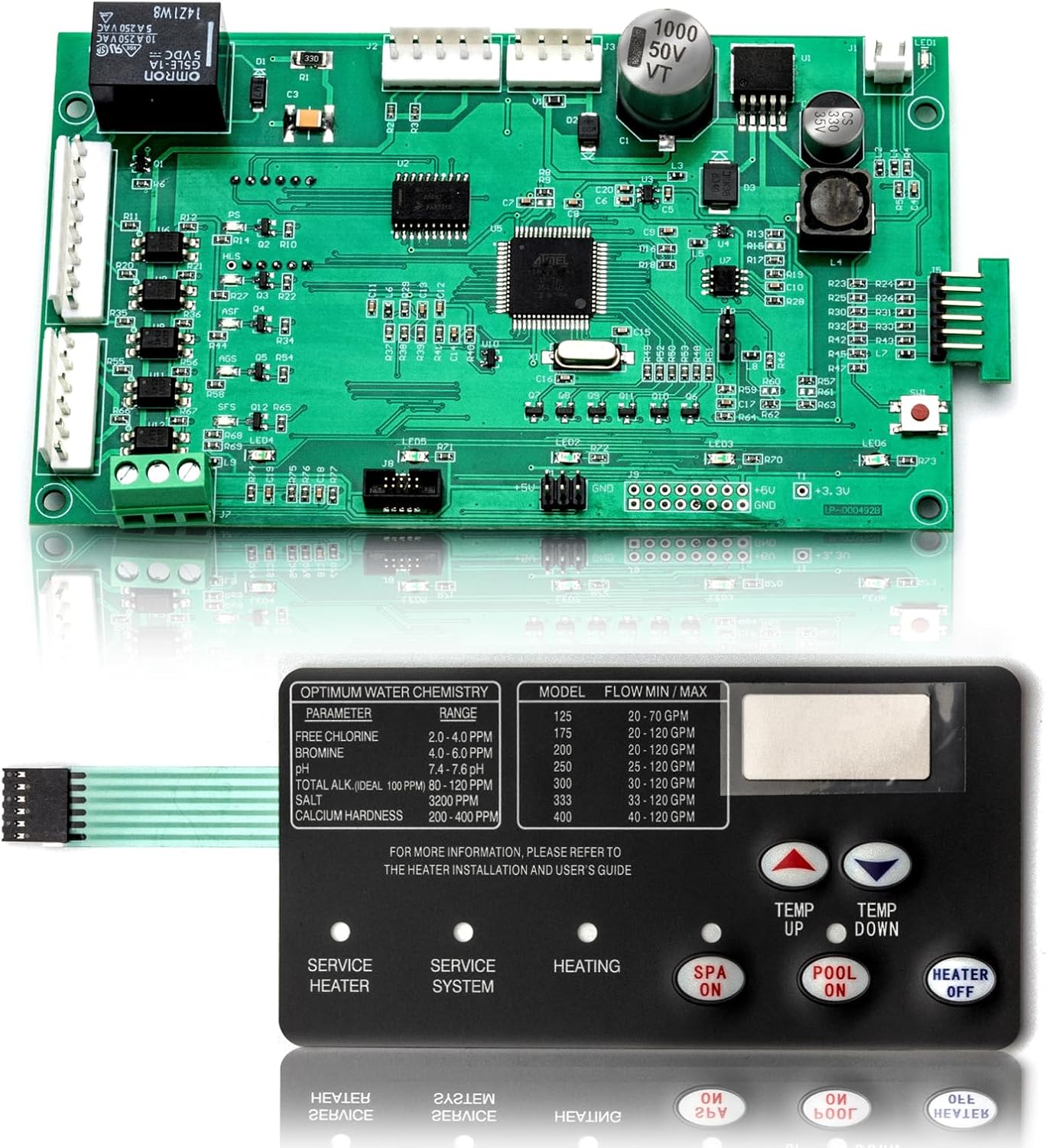 𝙐𝙥𝙜𝙧𝙖𝙙𝙚𝙙 42002-0007S Pool Heater Control Board kit With 472610Z Switch Membrane Pad Compatible With Mastertemp Sta-Rite Max-E-Therm NA and LP Series Pool/Spa Heater Electrical Systems # 461105