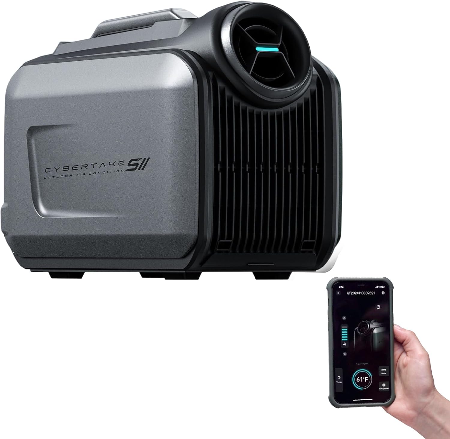 Portable Camping Air Conditioner, 5100 BTU Cooling and 6100 BTU Heating, AC and DC Compatible, 8 Hours on 1kWh, Ideal for Tent, Camping, RV, Boat and Fishing