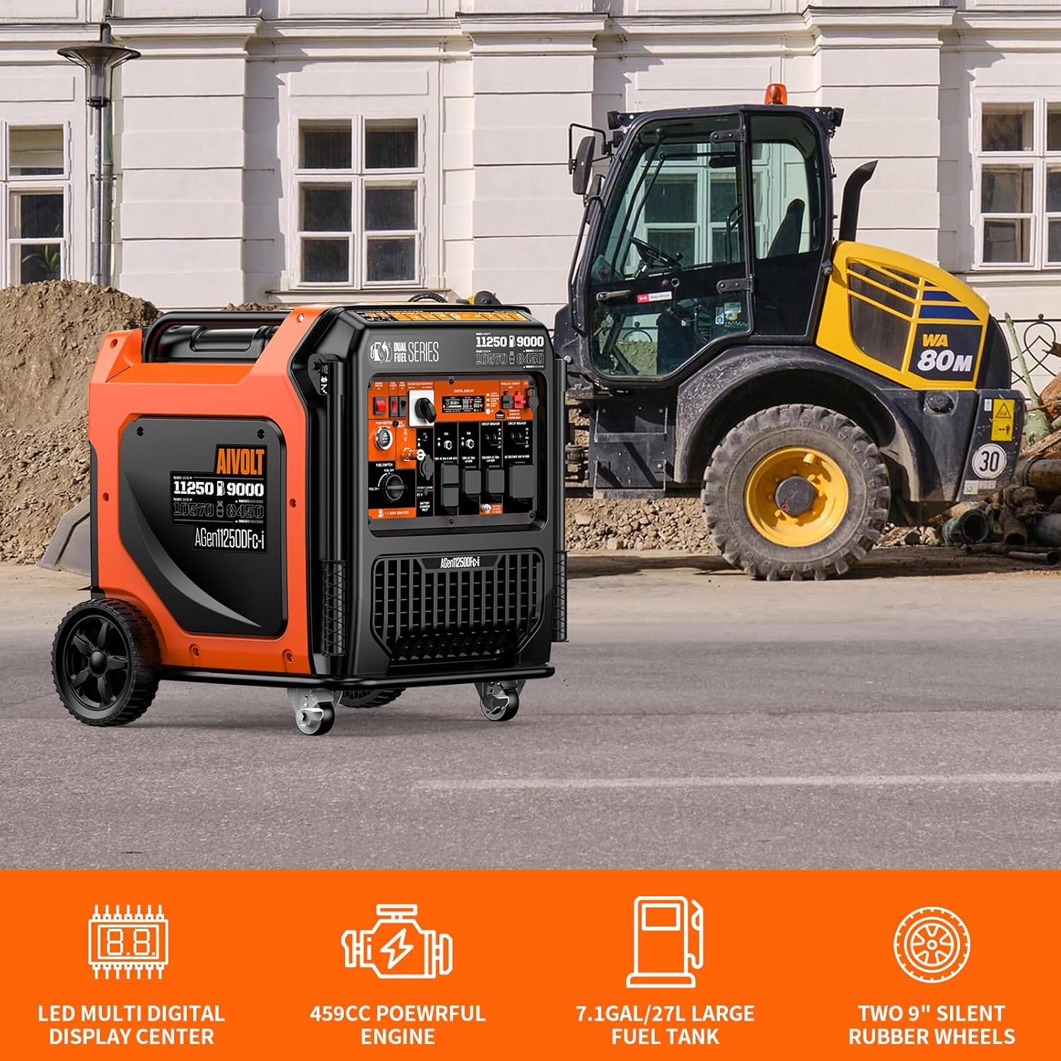 AIVOLT 11250 Wattages Super Quiet Gas Propane Powered Outdoor Generator for Home Back Up Food Truck, 50 State Approved