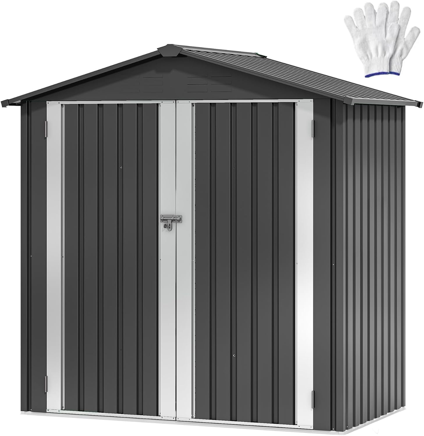 DWVO 6x4ft Outdoor Storage Shed, Weatherproof Tool Shed w/Locking Entry & Ventilation for Grass Cutter, Bike, Equipment, Courtyard, Garden (Dark Gray)