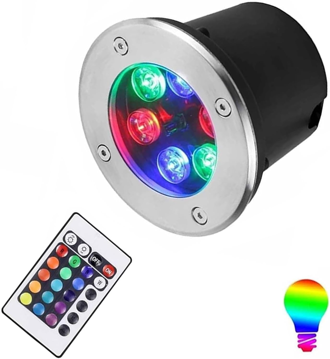 Submersible LED Fountain Light - LED Underwater Pond Lamp, IP68 Waterproof Underwater Pond Spotlight, 12/24V LED Ground Spotlight with Remote Control, for Garden, Pool Illumination(24v,36w)