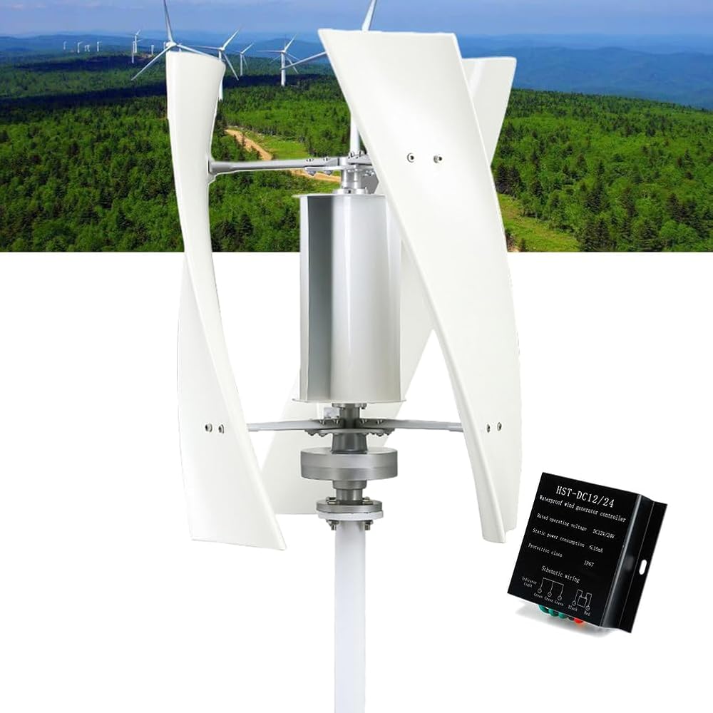 3000W Vertical Axis Wind Turbine Generator Kits 12V 24V 48V W/Controller for Marine,Home 3 Blades 3 Phase AC Permanent Magnet Generator (220V)