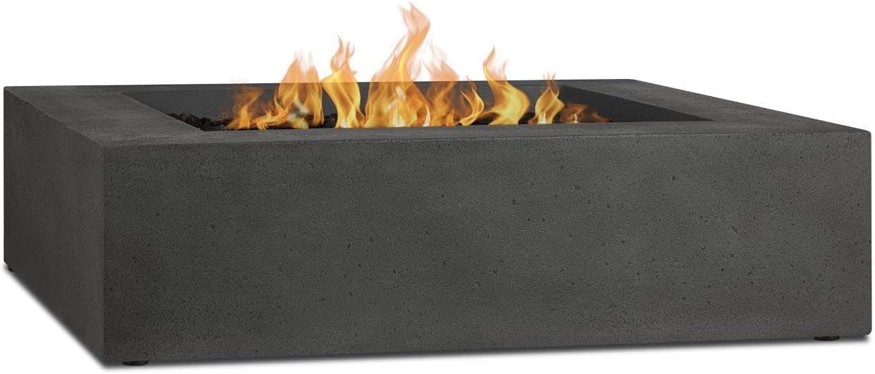 BBQGuys Signature La Valle 42-Inch Square Propane Fire Table - Carbon - 1592LP-CBN
