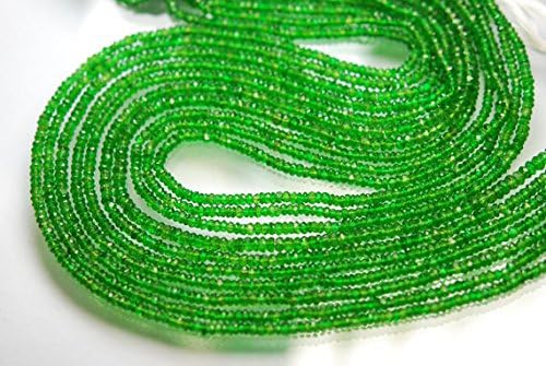 13 inch natural beads strand of 2.75-3mm faceted rondelle chrome diopside gemstone beads for DIY jewelry - necklace, bracelet, earring, ring.