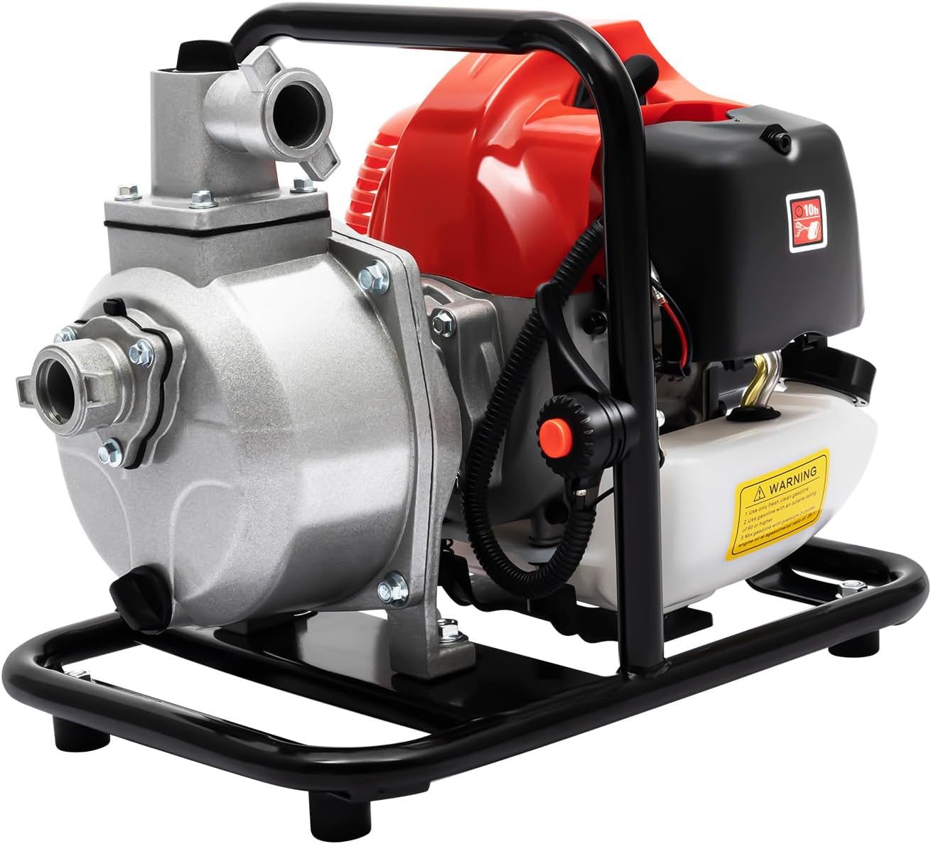 TFCFL Industrial 2HP 43CC Gasoline Water Pump, 1inch Inlet/Outlet, 8m3/h Flow, 98.4ft Lift, Red, Air-Cooled, 2-Stroke, Garden Pond Pool Pump