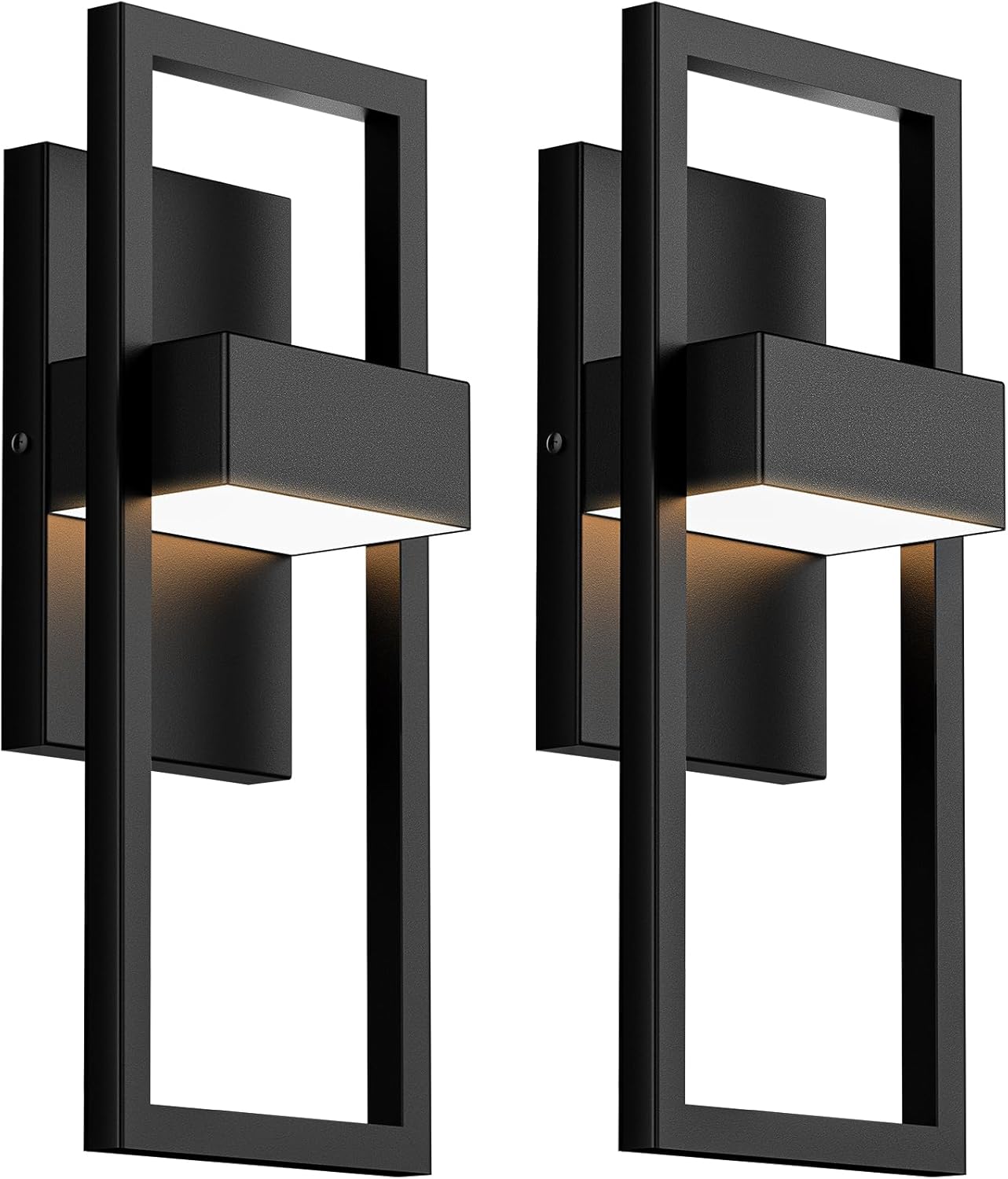BesLowe 14.5” Modern Outdoor Wall Lights, 3000K LED Exterior Lighting Fixtures Wall Mounted, Porch Lights Outdoor Wall Sconce Lamps, Black Outdoor Lights for House Front Door Garage Patio, 2-Pack