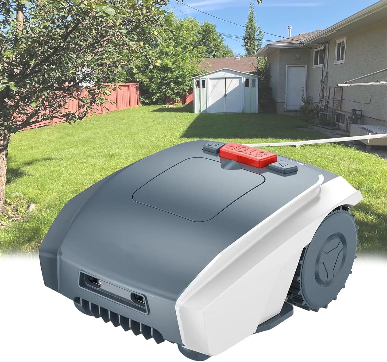 Robot Lawn Mower, Automatic Robot Lawn Mower with APP Control, Robotic Lawnmower, Automatic Charging, Path Planning, Collision Avoidance, Breakpoint Detection,Grey