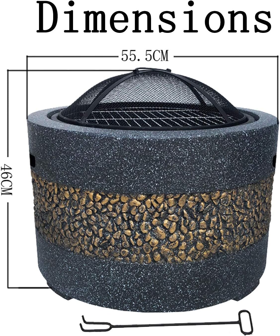 Outdoor Fire Pit Table Garden Fire Pit Heaters & Fire Pits Barbecue/Fire Pit Wood Burning Fire Pit BBQ Grill Firepit Bowl with Grill Grate for Camping/Outdoor Heating/Bonfire and Picnic