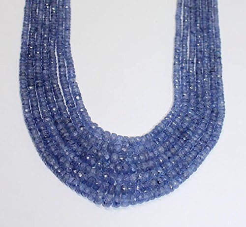 JEWELZ multi strand natural blue sapphire faceted rondelle gemstone necklace/september birth stone beads jewelry unique gift necklace