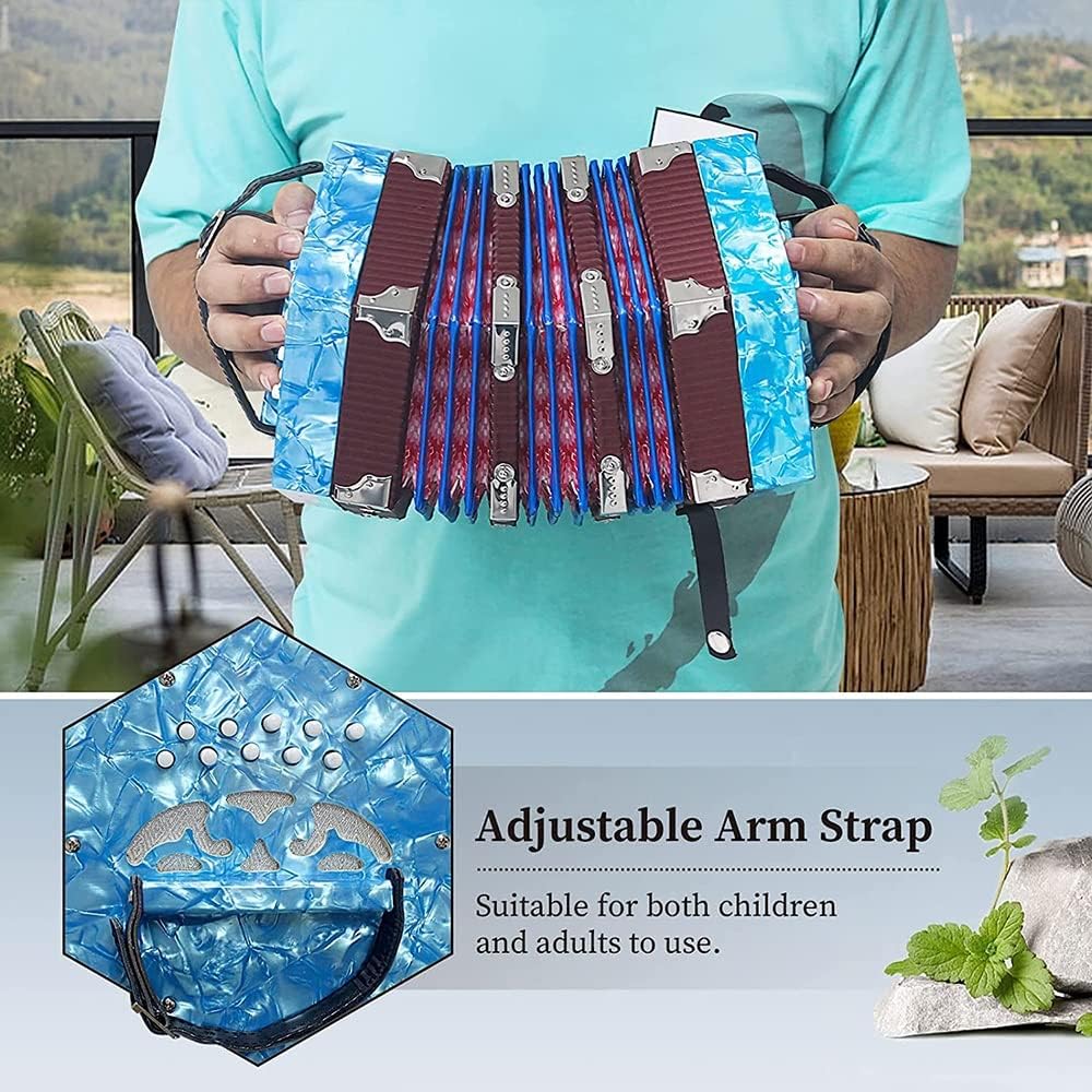 20-Button Concertina Accordion, Solid Wood Concertina With Carrying Bag And Adjustable Hand Strap, For Kids Adults Beginner Daily Practice Stage Performance