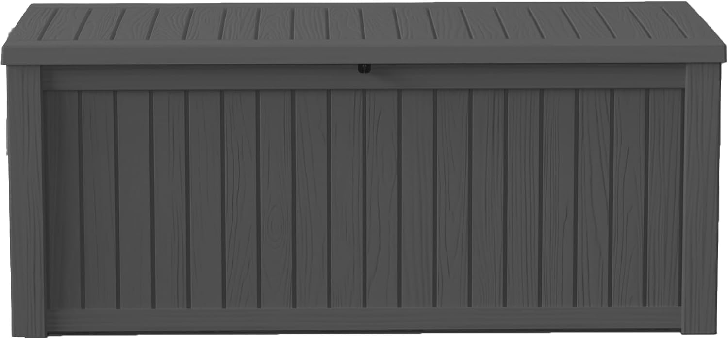 EasyUp 150Gal Outdoor Deck Box Waterproof, Lager Patio Storage Box Indoor and Outdoor Use, Lockable Resin Storage Bin for Patio Furniture Cushions Garden Tools, Package Delivery,UV Resistant-Black