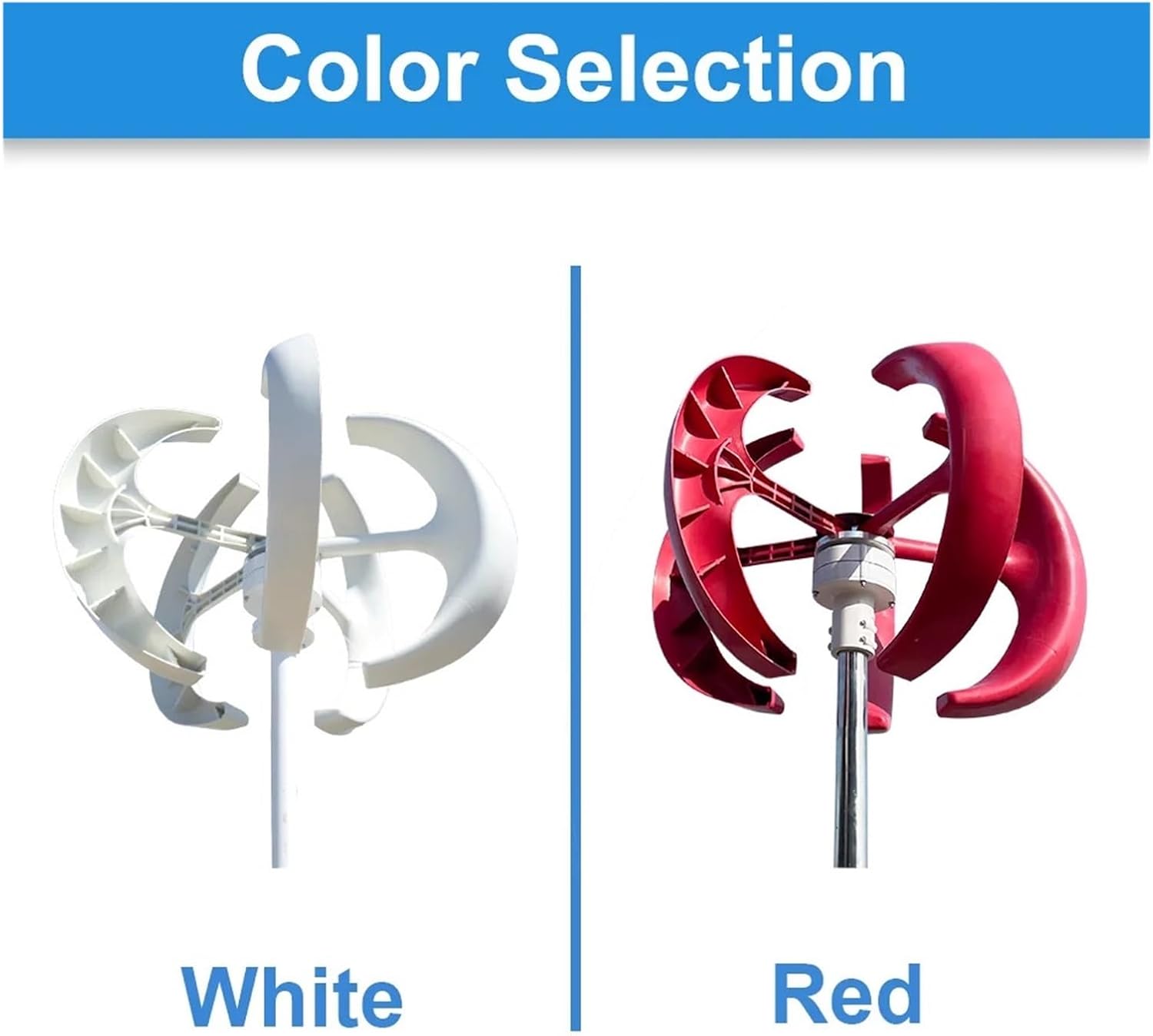 5000W Wind Turbine Generator Vertical Axis Wind Turbine Generator Low Noise Low Start Wind Speed 12V 24V 48V Windmill With MPPT Charger Low Starting Speed for Home(White,WITH MPPT CHARGER_48V)