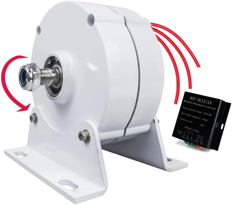 12V 24V 48V 220V 3 Phase Alternator Home Permanent Magnet Electric Motor Generator, 10000W with Controller for Vertical Horizontal Wind Turbine(White)