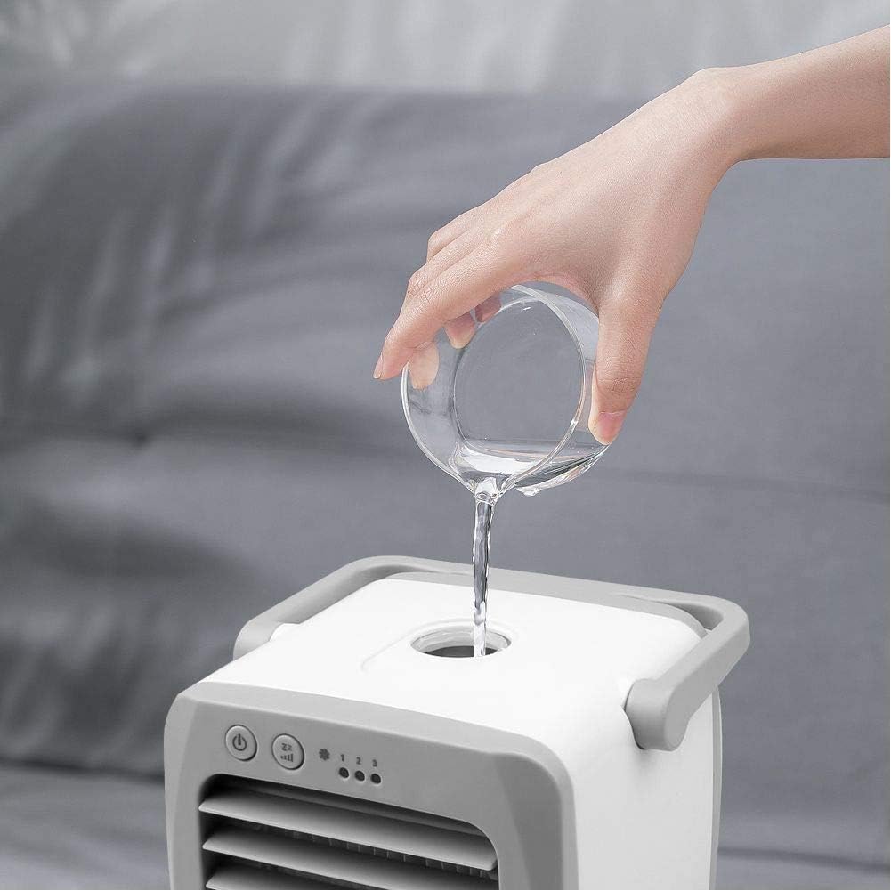 Personal Air Cooler Portable Mini USB Air Conditioner 3 in 1 Small Personal Space Air Purifier Cooler and Humidifier Air Cooler Desk Fan Cooling for Home Office Dorm Outdoors
