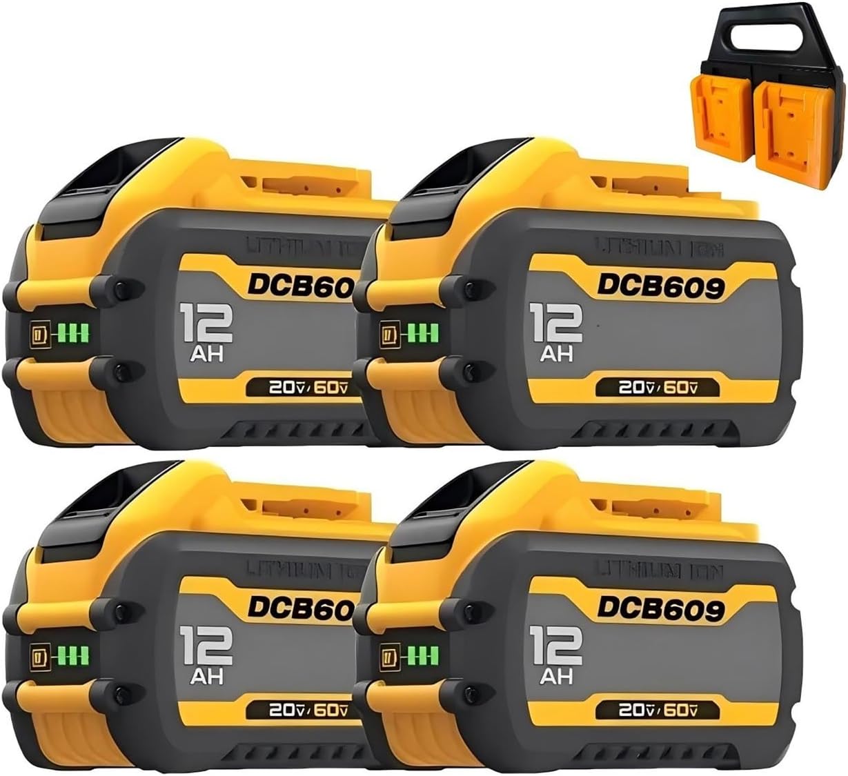 OUTMX 12.0Ah High Capacity Compatible for Dewalt 20V/60V Battery DCB606 DCB609 DCB612 Cordless Power Tools Replacement Battery(4PACK+Storage Rack)