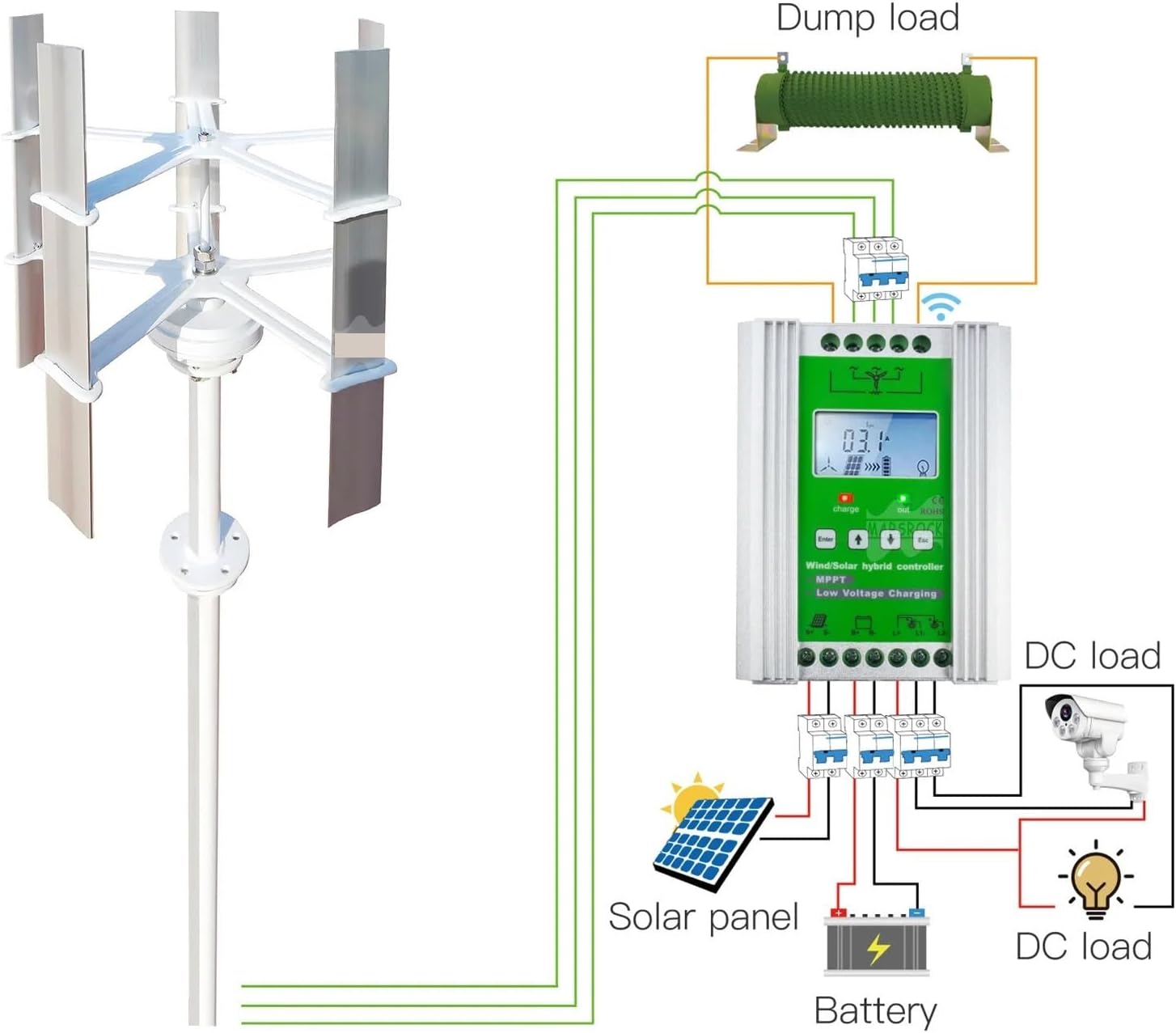 30W 12V 5 Blades Mini Vertical Axis Wind Turbine 500r/m Small Windmill Wind Turbine Generator Low Starting Speed for Home(12V_10W)