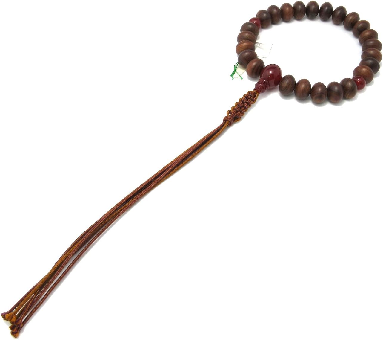 Sendan Wood Lense Beads & Red Agate Japanese Juzu Buddhist Prayer Beads Handemade in Kyoto Japan JUA21