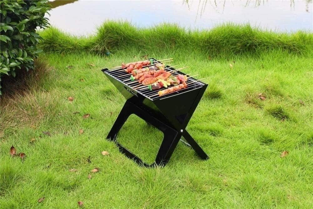 Fire Pits Outdoor Wood Burning Fire Pits Portable Charcoal Grill for Camping Cooking Stainless Steel Mini Folding Barbecue, Stove for Travel, Picnic, RV with Cover BBQ Cooking for Outside Camping