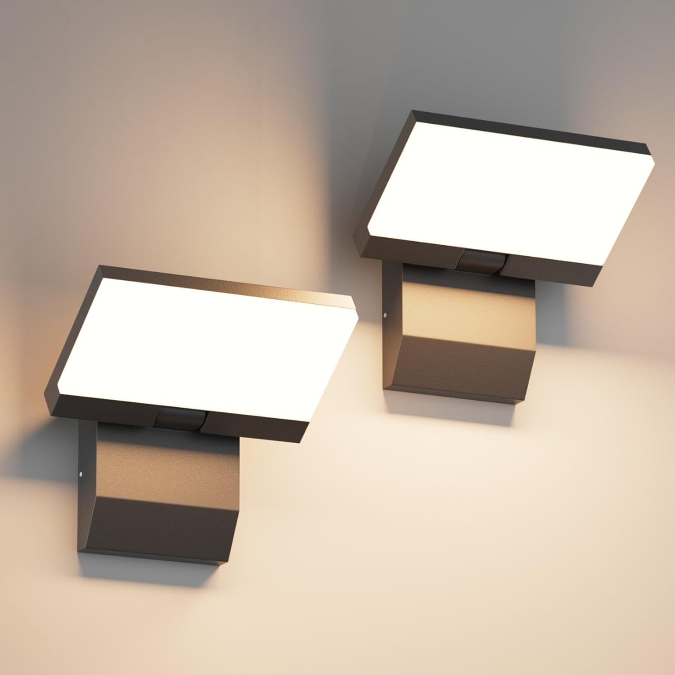 2 Pack Modern Outdoor Lights 24W 180° Adjustable Head IP65 Waterproof 3000K Aluminum Outdoor Light Fixture for Front Door Patio Porch