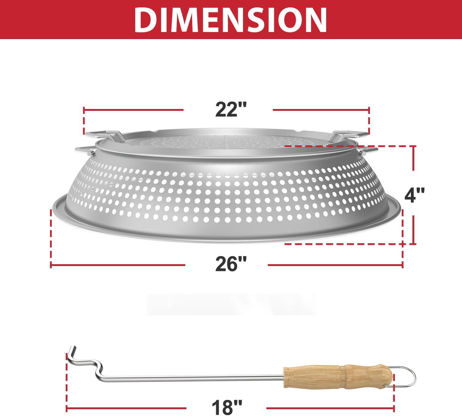 Spark Shield for Solo Stove Yukon - Stainless Steel Fire Pit Spark Protector Screen for Outdoor Backyard Party Fire Pits, Shield for Solo Stove Yukon with Two Guild Sticks