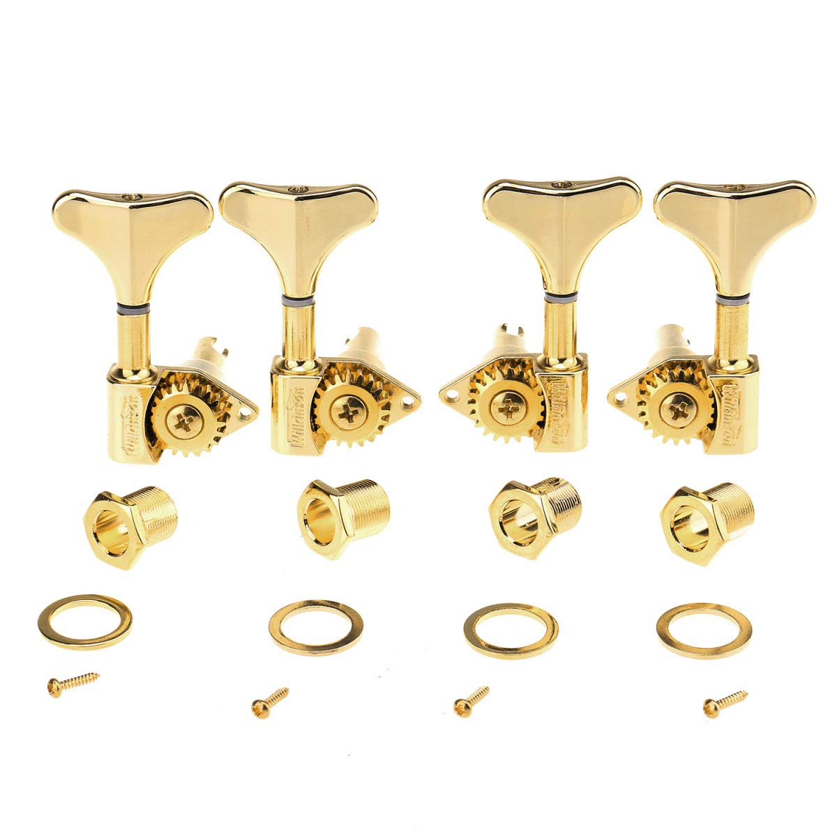 Guitar Part for 2R2L 20:1 Ratio Bass Tuners Machine S Tuning Pegs Keys Set for Ibanez Style Electric Bass, Gold