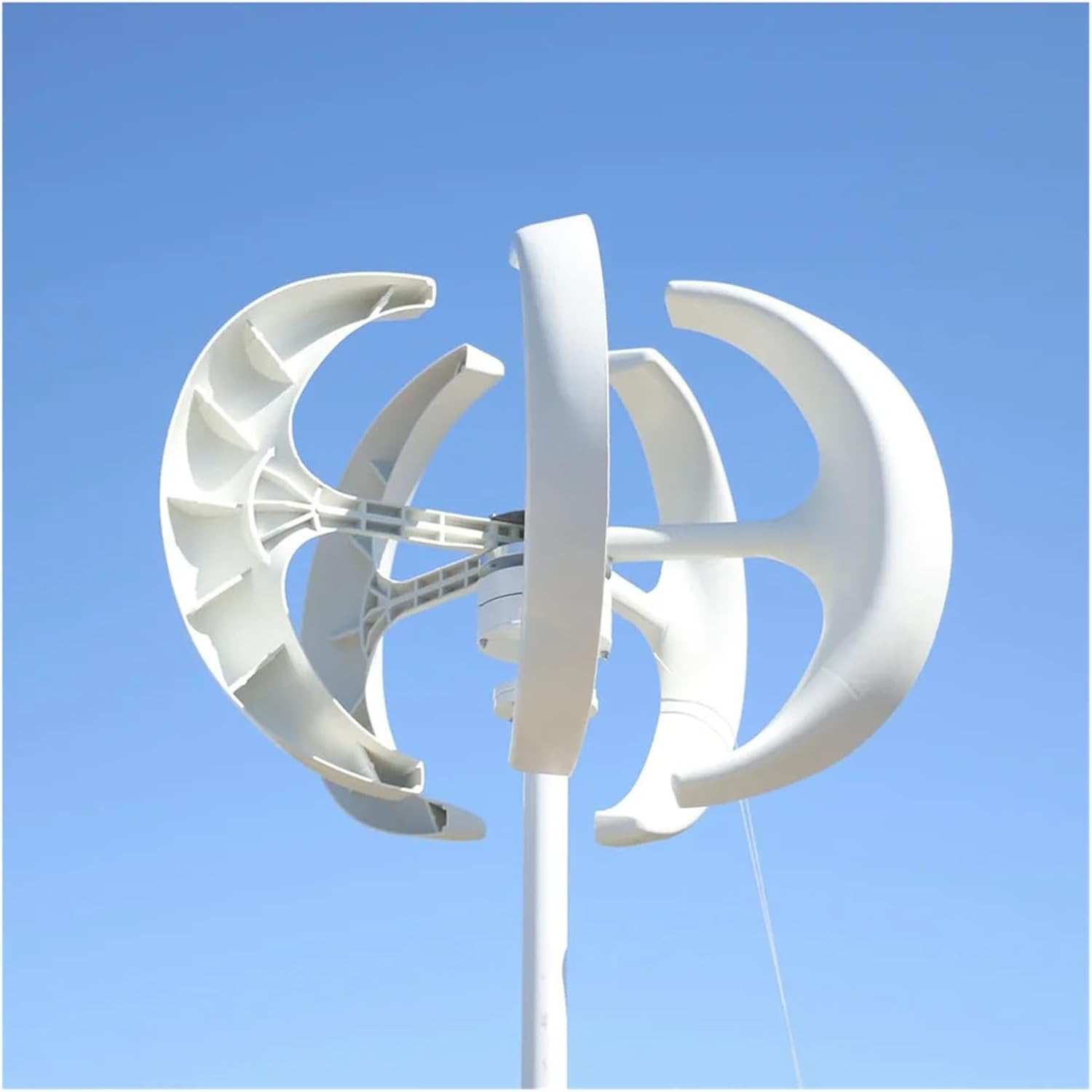 Wind Turbine Generator Kit, Wind Power Turbines Nerator 5kw 12/24/48V 5 Blades Windmill Lantern Vertical Axis for Streetlight for Hybrid Solar Wind System(White,48V)