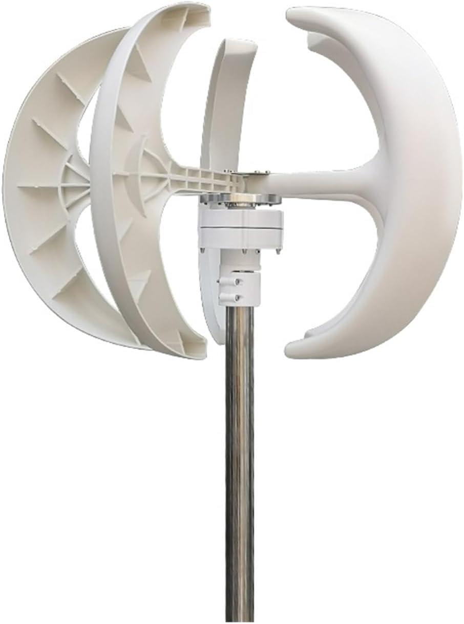 1000W Wind Turbine 12V/24V 5 Blades Wind Turbine Generator Complete Set Windmill Generate Vertical Axis Wind Turbine Industrial Energy(White,with MPPT Controller_24V)