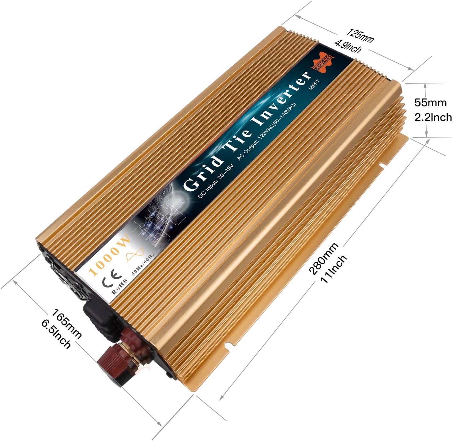 1000W MPPT Pure Sine Wave Grid-Tie Micro Inverter, Converts 10-30V DC to 110V/120V AC, Perfect for Home Solar or Wind Power Systems
