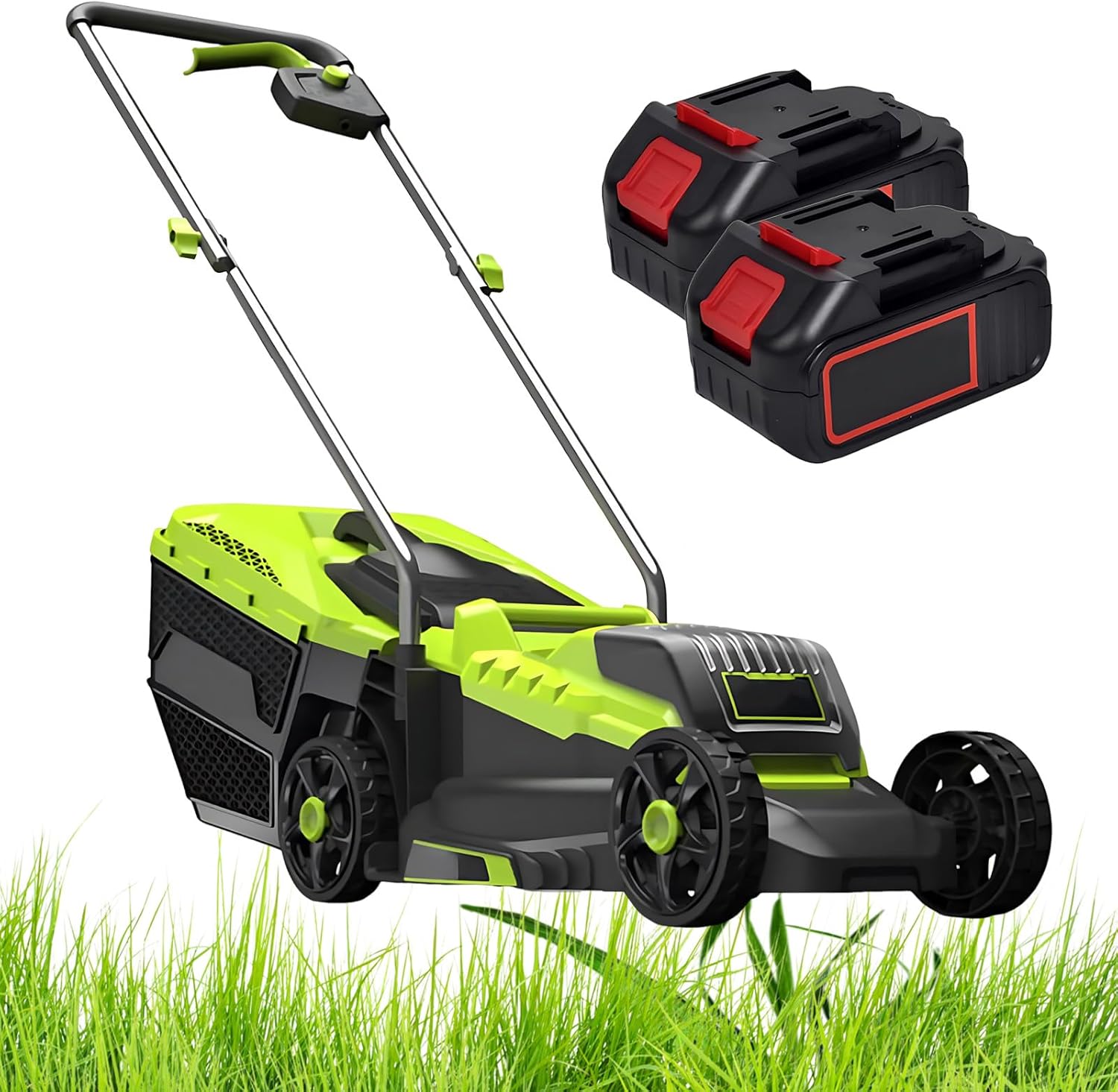 SHAHRYAR Cordless Electric Lawn Mower,Cordless Lawn Mower,Brushless Cordless Push Lawn Mower,3400 RMP High Speed Cutting,Cutting Size 330mmfor Lawn Mowing, Park Greening, Etc