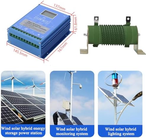 Wind Turbine Solar Hybrid MPPT Charge Controller for Wind Turbine and Solar Panel with LCD Screen and Smart Charge Settings