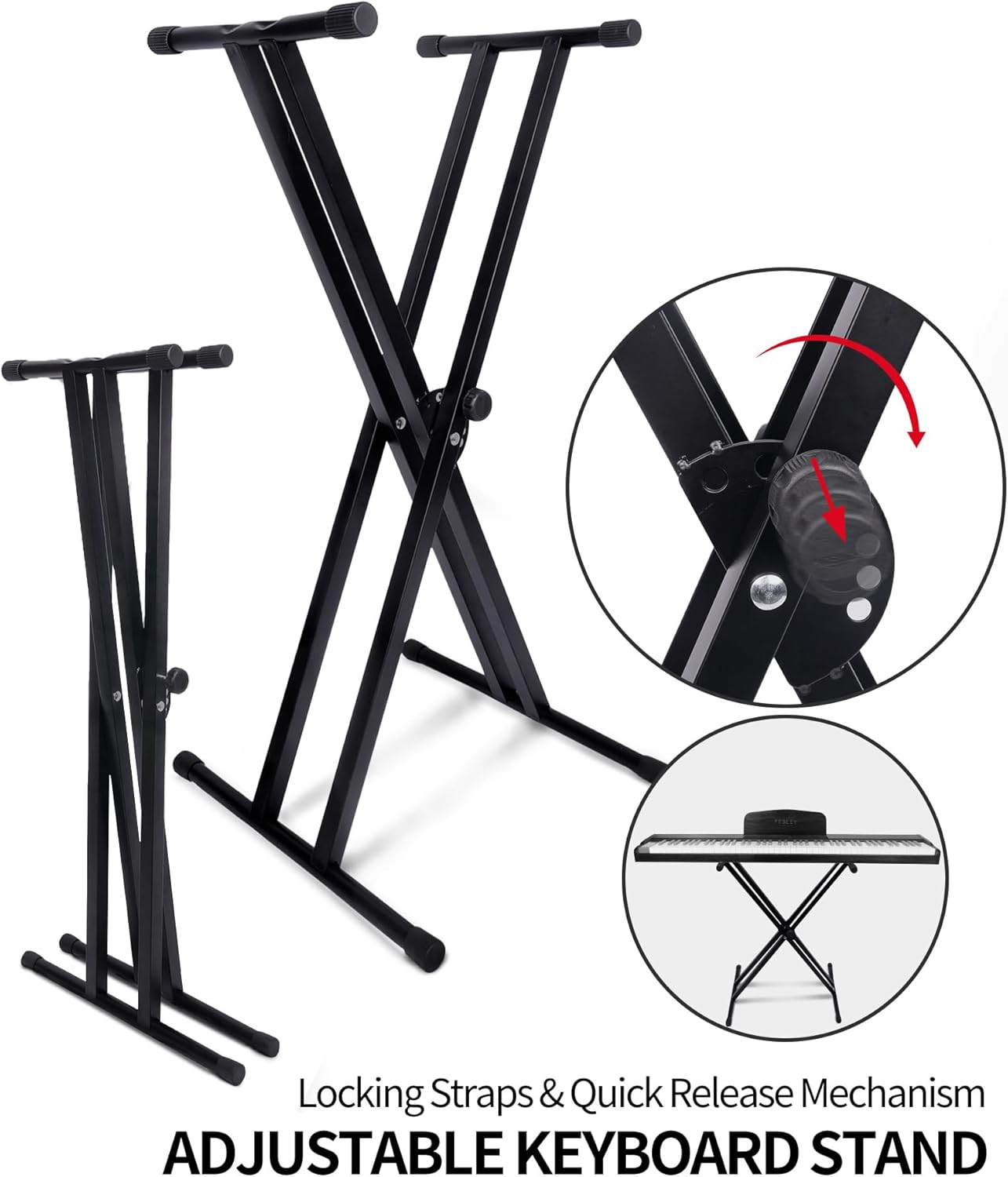 Fesley Semi-weighted Piano Keyboard 88 Keys with Stand, Full-Size Electric Keyboard Piano for Beginners,Portable 88 Key Keyboard with 900 Tones,700 rhythms,110 demo songs,USB-MIDI, FEP300X, Black