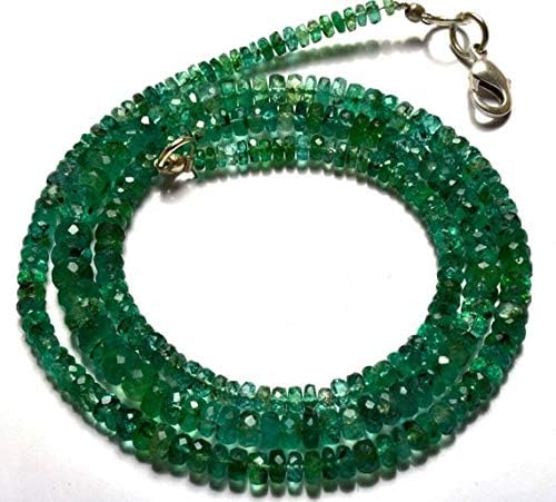 1 strand natural 20 inches stands agems natural emerald transparent faceted roundels beads necklace 3 to 5.5 mm size