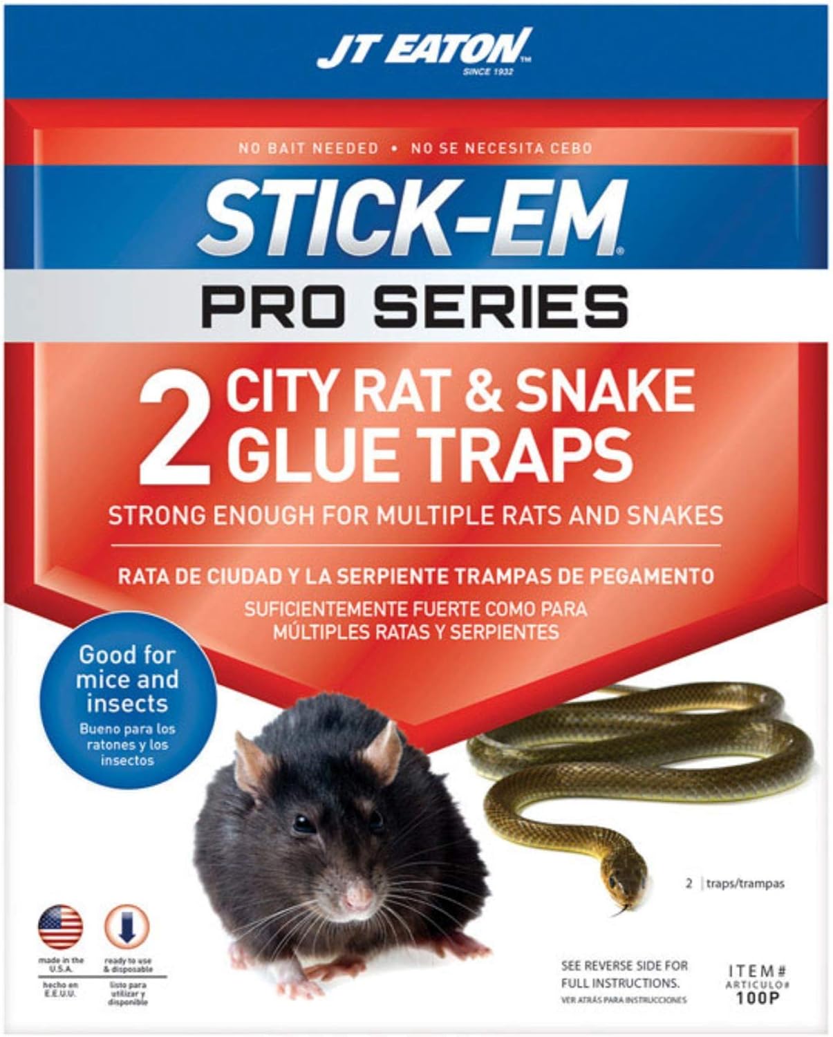JT Eaton Stick-Em Pro Series Glue Trap for Rodents and Snakes 2 pk