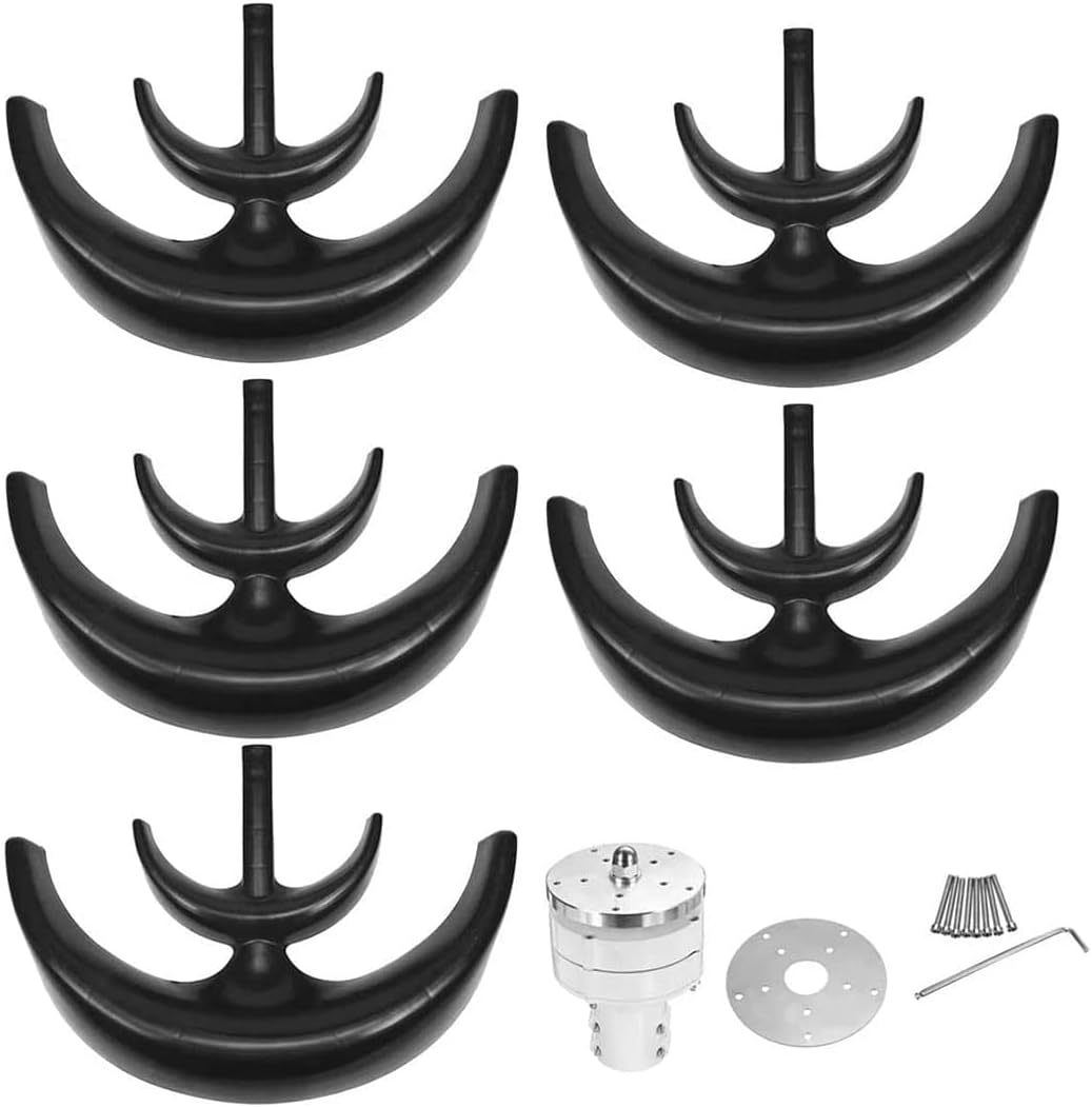 Wind Turbine 8000W Wind Turbine Black Lantern Vertical Wind Turbine 5 Blades Wind Turbine Kit with Controller Black