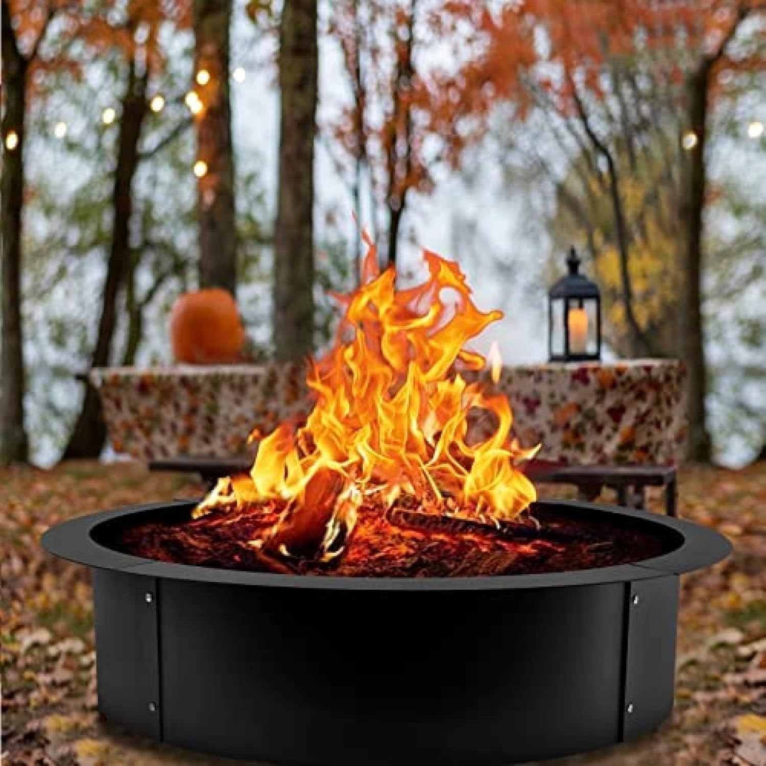Galvanized Fire Pit Ring Thick Heavy Duty Solid Steel, Metal Fire Pit Liner DIY Campfire Ring Above Or In-Ground for Outdoor, Backyard (36x30x10 inch)