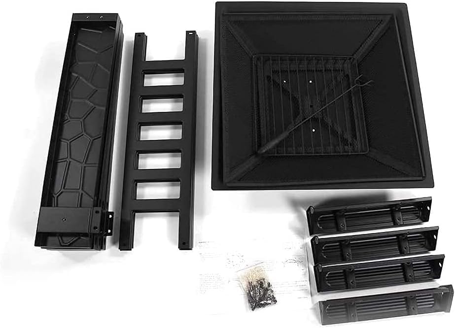 Multi-Function Square Stove,Fire Pit Table,Wood Burning Fireplace Bowl,W/Spark Screen,Poker,Rainproof Cover