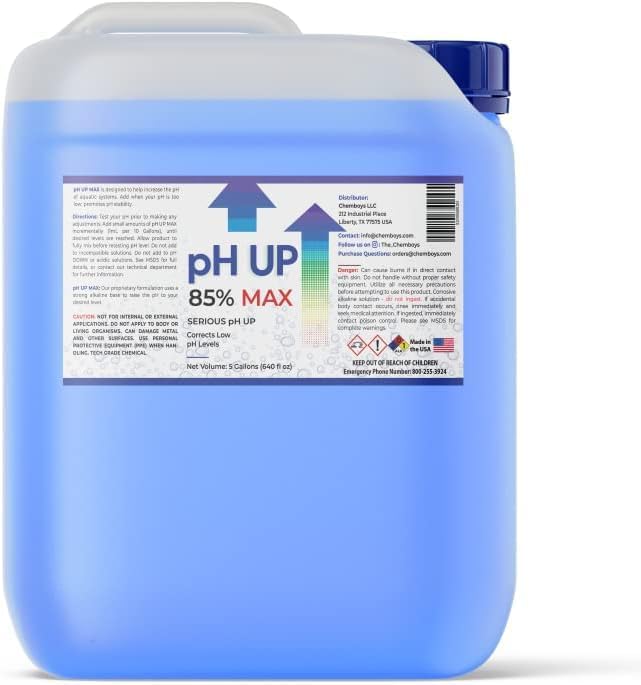 pH Up 85% MAX Control – pH Adjuster for pH Imbalances, Pool, Hot Tubs, Aquariums, Spa, Fish Tanks, Laboratory (5 Gallon)