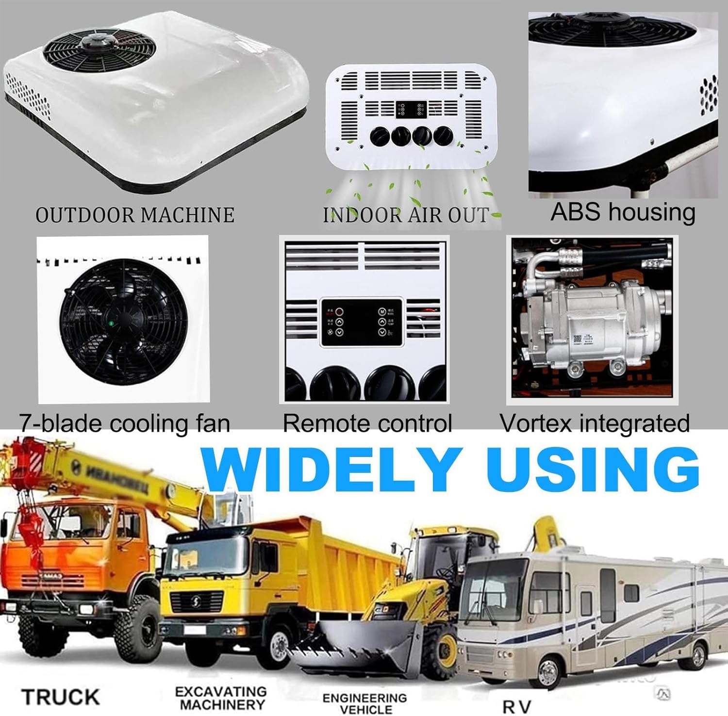 12v 24v Rv Air Conditioner Ultra-Quiet Ac, Easy Install Non-Ducted Rooftop Unit-Cooling/Cooling+Heating, For Campers, Rvs And Travel Trailers,RedCool+Heat12v