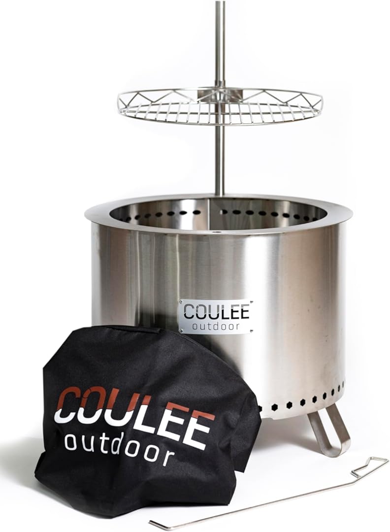 Smokeless Fire Pit - Versatile Multi-Fuel Fire Pit with Adjustable Swivel Grill, Cover, and Fire Tool, Featuring A Better Burn™, Perfect for Patio, Camping, and Backyard