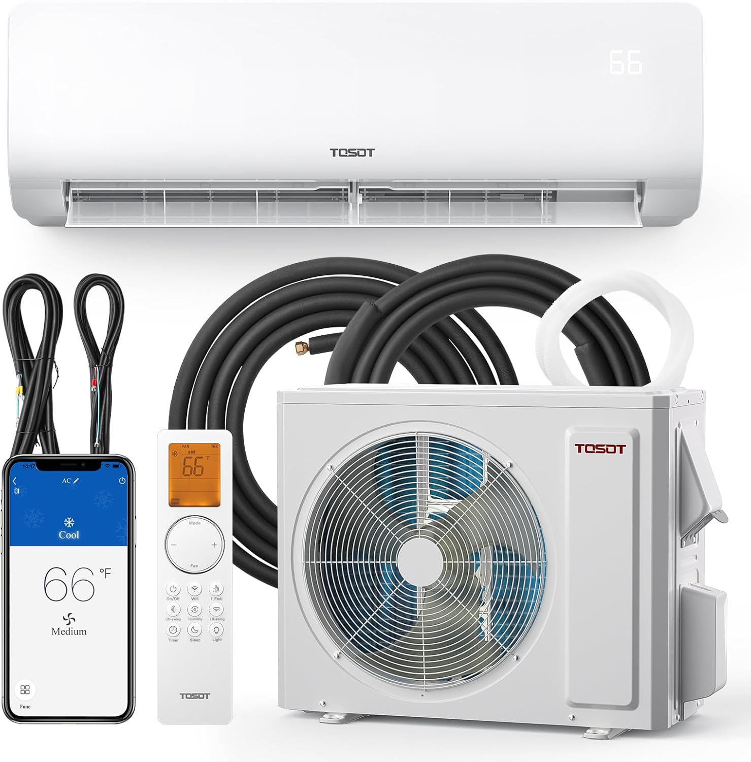 TOSOT 9,000 BTU Mini-Split Air Conditioner, Wifi Enabled Ductless Inverter Split System AC Unit Heating System, Compatible with Alexa - 20.5 SEER2 230V
