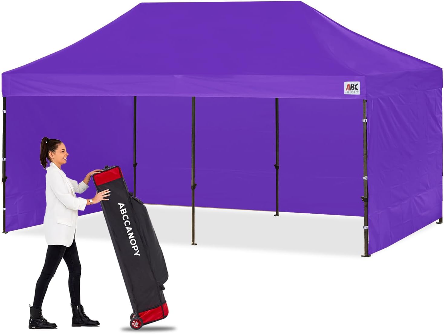 ABCCANOPY Heavy Duty Easy Pop up Canopy Tent with Sidewalls 10x20, Purple