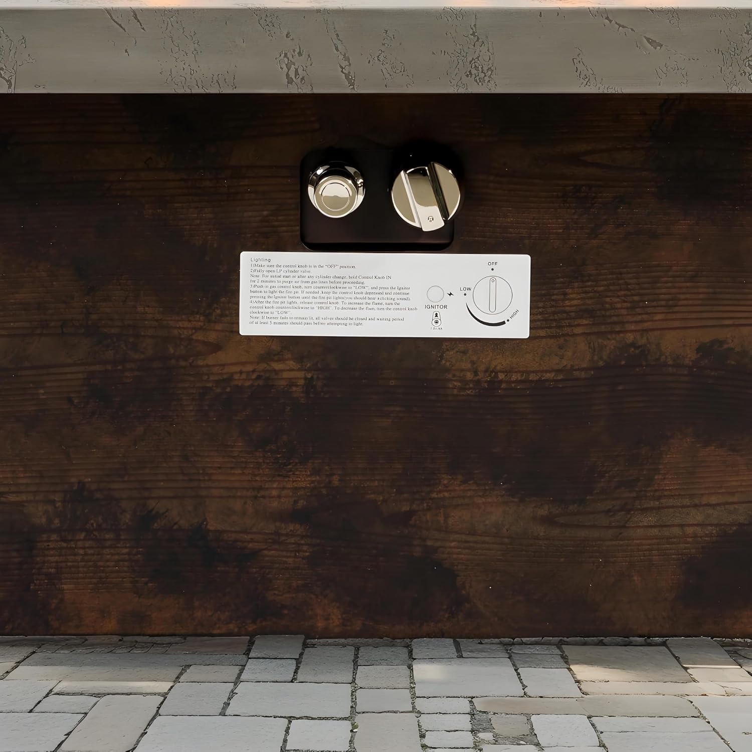 Modern Outdoor 42-Inch Rectangular Gas Fire Pit Table, Cement Grey Iron Construction with Wood Grain Base, 50000 BTU Propane Heating for Patio, Garden, 41.73 x 23.62 x 15.55 Inches