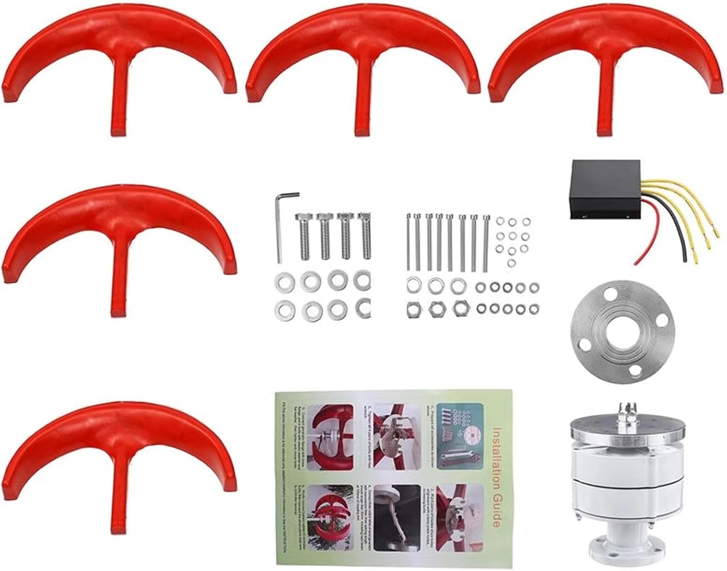 Wind Turbine Generator Kit,Vertical Wind Turbine Electricity Set,5 Blade Horizontal Wind Power Generator Kit For Home,Boat,Marine,Monitoring,Street Lighting(Size:300W)