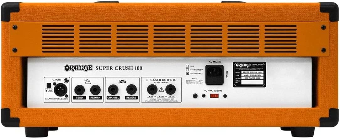 Orange SUPER-CRUSH-100-H Super Crush 100W Guitar Amplifier Head Bundle w/Pig Hog 10' Orange Creme 2.0 Guitar Bass Cable, Power Cable & Liquid Audio Polishing Cloth