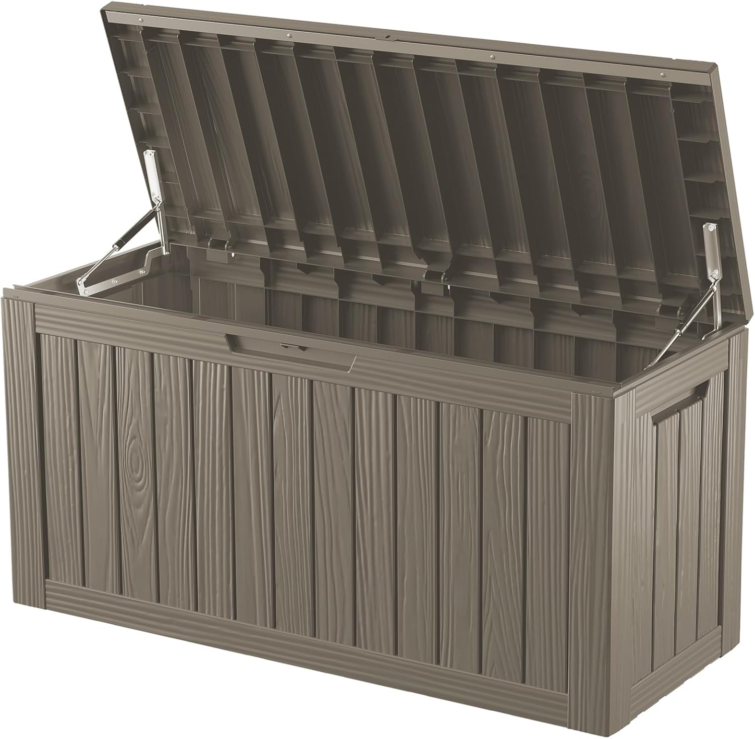 80 Gallon Outdoor Storage Box Waterproof Lockable Resin Deck Box Large, Grey