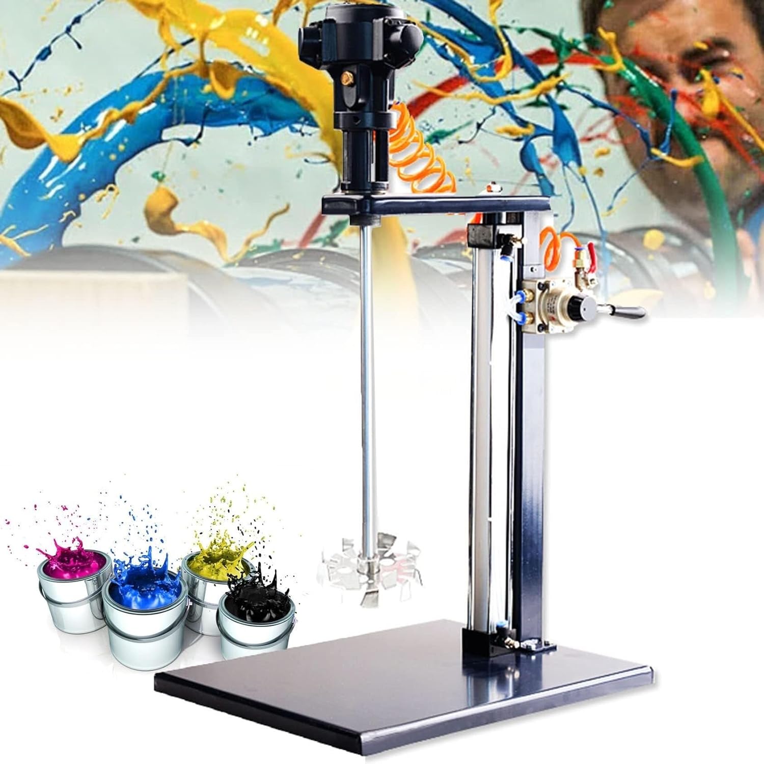 Pneumatic Bracket Mixer Concrete Stirrer, 5 Gal/20LPneumatic Paint Mixer Machine, Desktop Vertical Air Agitator for Mixing Feed (Scatterplate)
