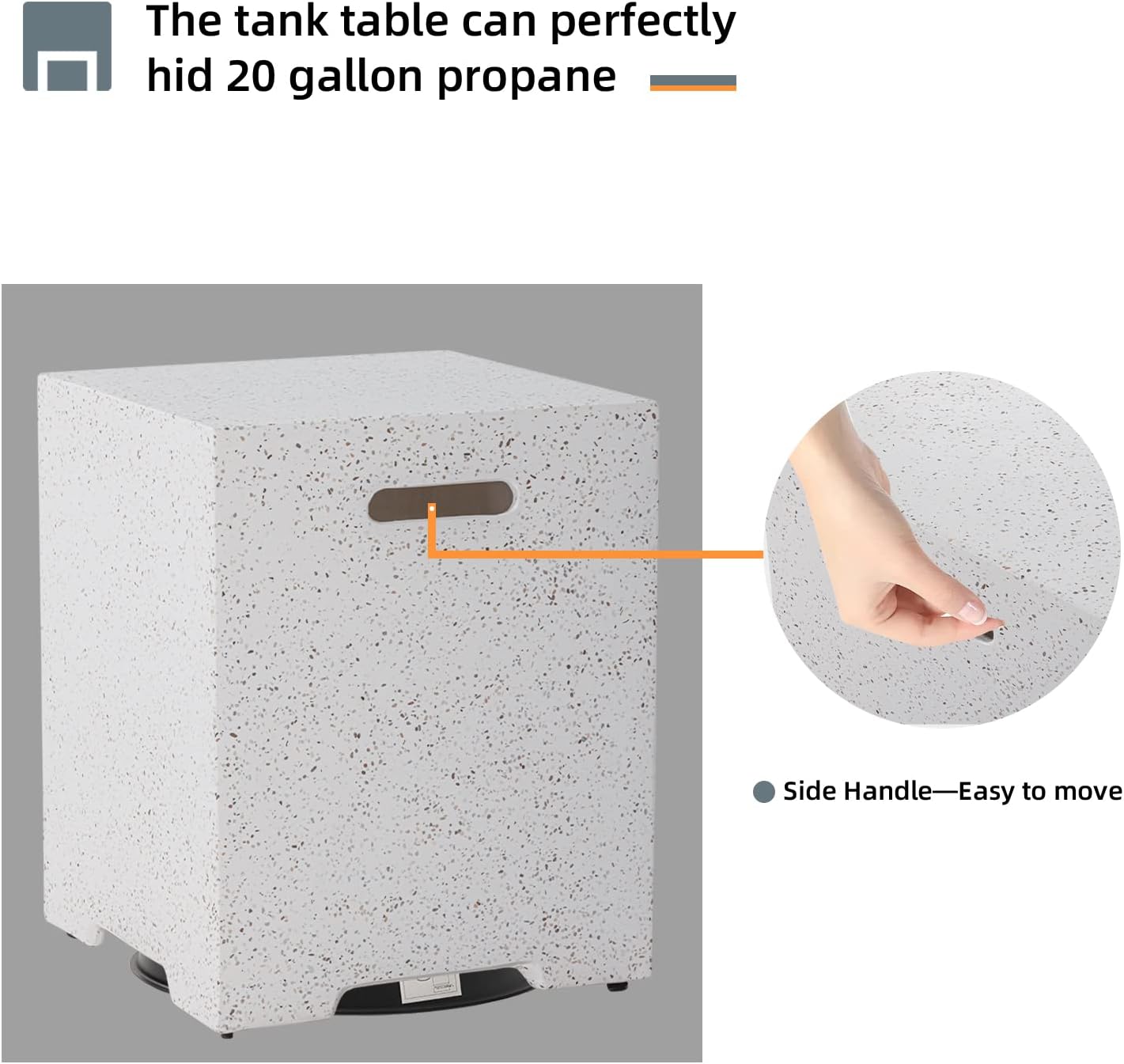 HOMPUS Outdoor Square Propane Fire Pit Table, 35''x12'' Fire Table w Wind Guard & 20lb Tank Cover Table, 50000 BTU Fire Pit w Free Waterproof Cover & Fire Stone for Patio, Garden, Colorful Terrazzo