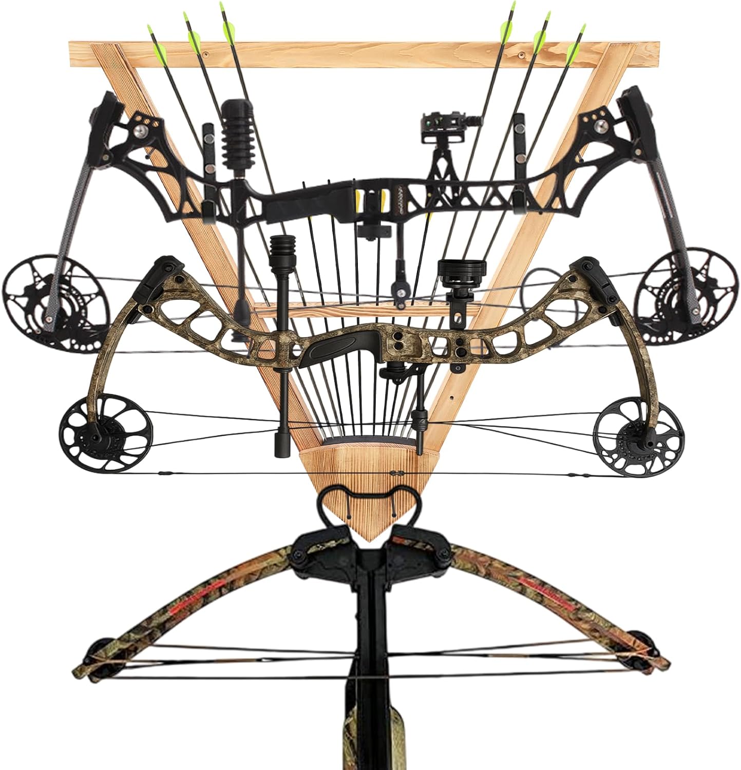 Wall Mounted Bow and Arrow Display Rack for Hunting and Archery Accessories 3-Bow Holder & 12-Arrow Storage Crossbow Holder Compound Bows Stand for Wall