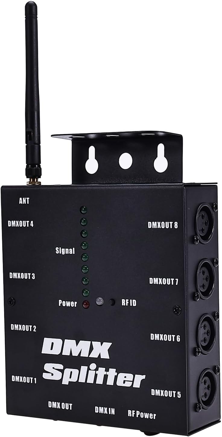 Lixada DMX512 Wireless Lighting Signal Amplifier XLR DMX Splitter Distributor Signal Decoder 8-channel Signal Output for KTV Lighting Bar Lighting Wedding Lighting